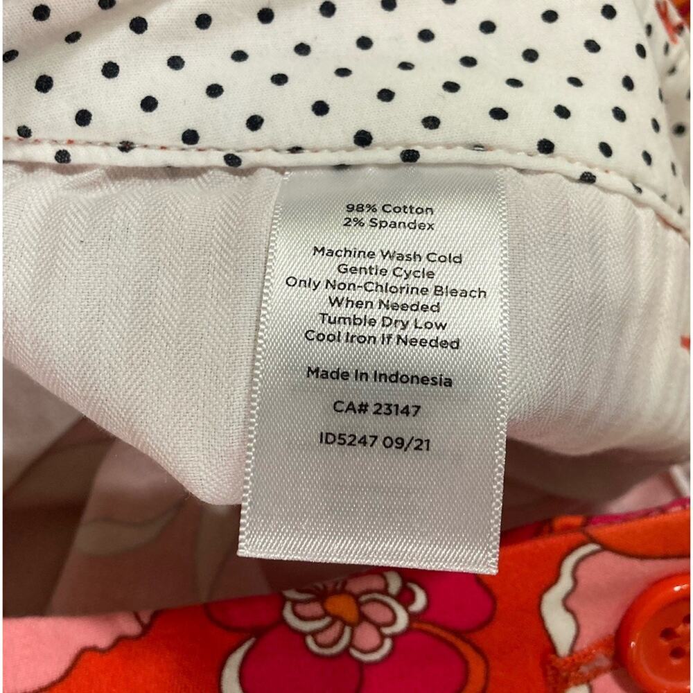 Talbots Women's Floral Print Perfect Crop Pants Size 12P Orange Pink Cotton New - Picture 4 of 11